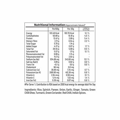 Palak Paneer and Jeera Rice